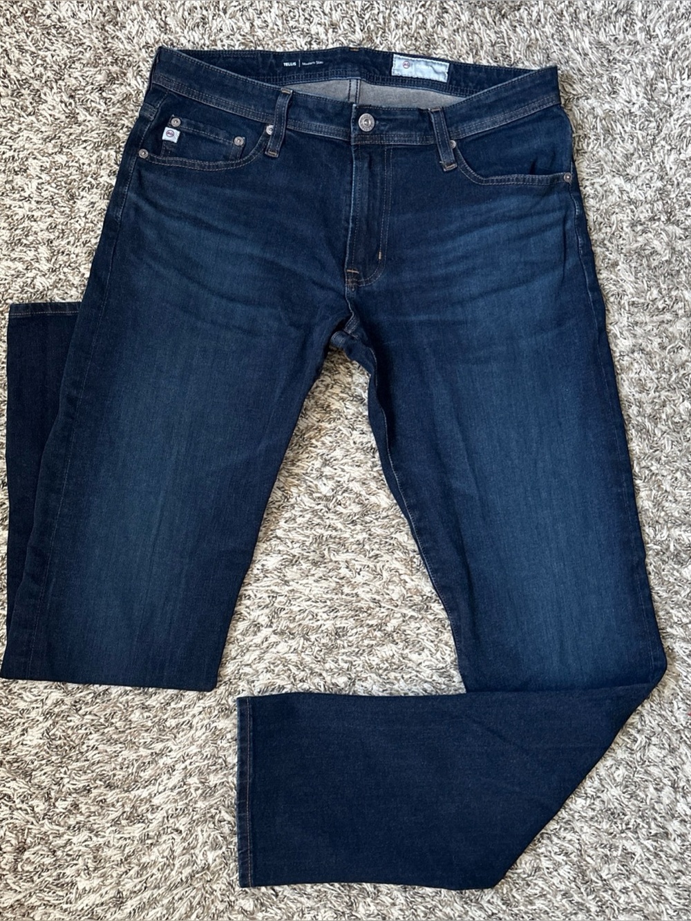 AG Adriano Goldschmied The Tellis Jeans, Mens 32x32 Dark Indigo Modern Slim Fit